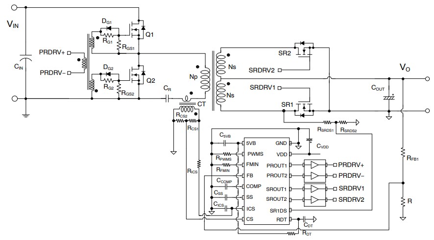 Schematic - onsemi NCP4390 Controller for LLC Resonant Converters